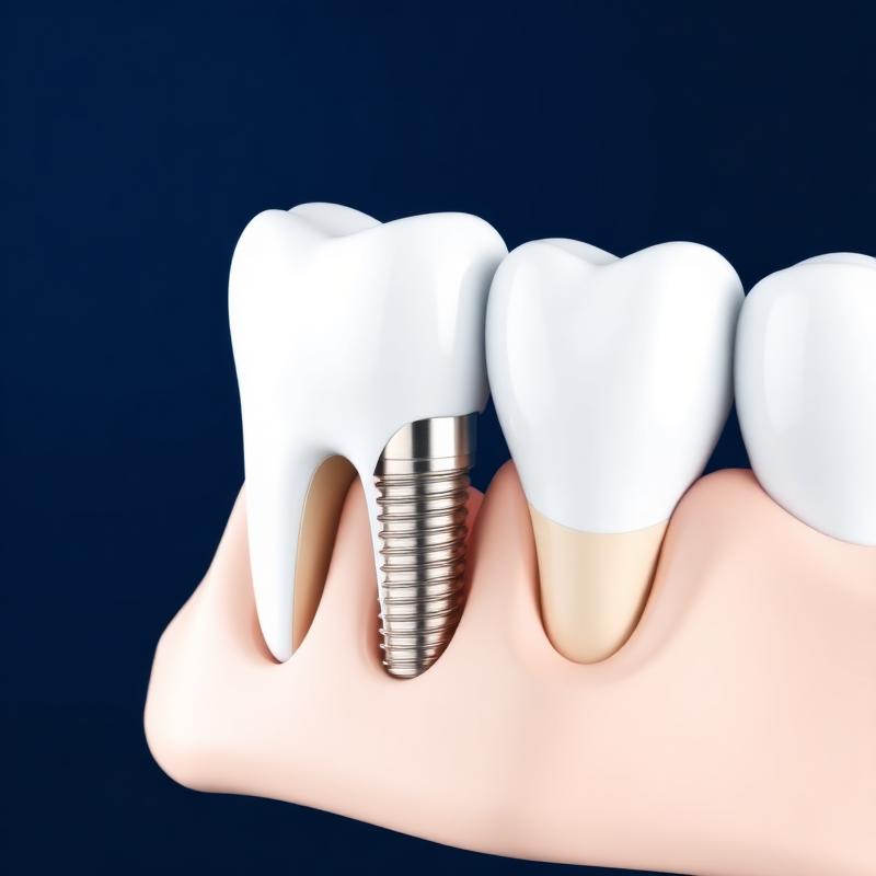 Ilustração de implante dentário com coroa de cerâmica